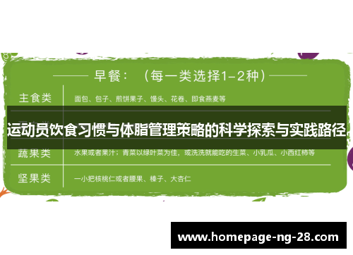 运动员饮食习惯与体脂管理策略的科学探索与实践路径 运动员饮食习惯与体脂管理策略的科学探索与实践路径
